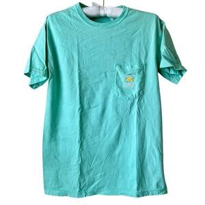 Salty Dog Cafe Pocket T-shirt Seafoam Green Dog in Yellow Rainhat Hilton Head S